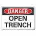 Open Trench Danger Sign 10inx14in Plastc
