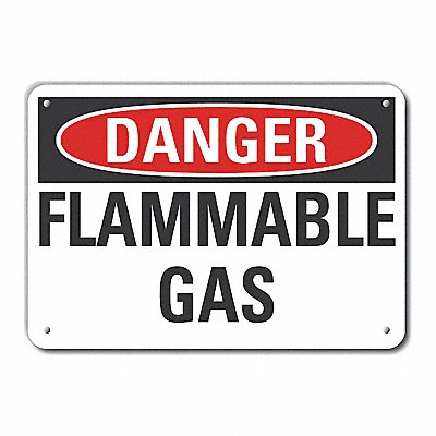 Alum Flammable Gas Danger Sign 7x10in