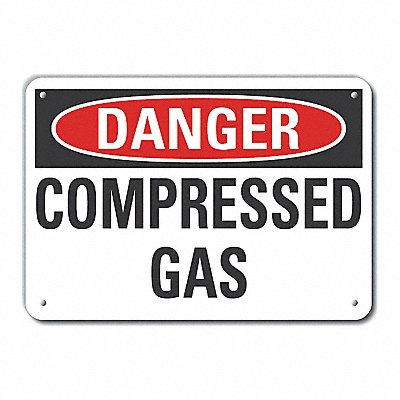 Compressed Gas Danger Sign 7x10in Plastc