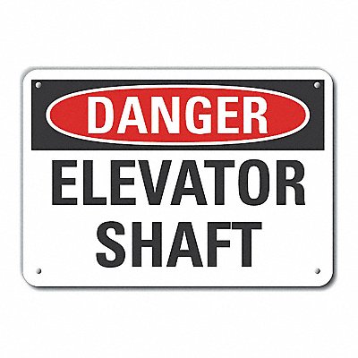 Alum Elevator Hazard Danger Sign 7x10in