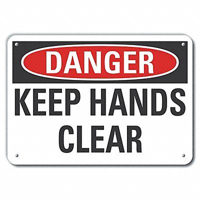 Alum Keep Hands Clear Danger Sign 7x10in