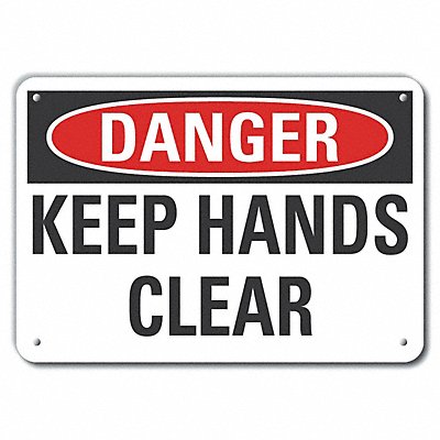 Rflctv Keep Hand Clr Danger Sign 10x14in