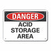 Plastic Acid Danger Sign 10x14in Plastic