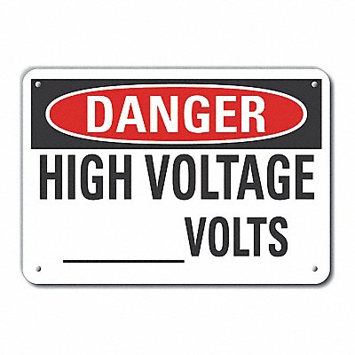 Alum High Voltage Danger Sign 10x14in