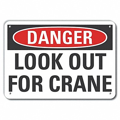 Alum Crane Hoists Danger Sign 7x10in