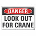 Rflctv Crane Hoists Danger Sign 10x14in