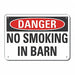 No Smoking Danger Sign 10inx14in Alum