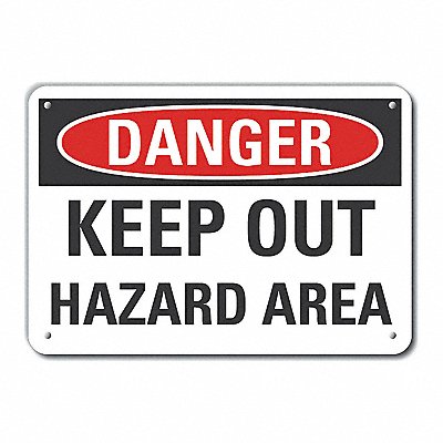 Hazard Area Danger Sign 10x14in Plastic