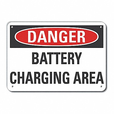 Battery Chargin Danger Sign 10x14in Alum