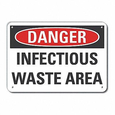 Alum Infectious Waste Dangr Sign 10x14in