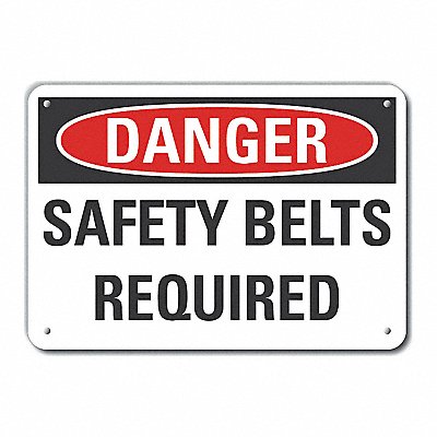 Safety Belt Danger Sign 10x14in Plastic