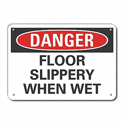 Alum Slippery Floor Danger Sign 10x14in