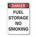No Smoking Danger Sign 7inx10in Plastic