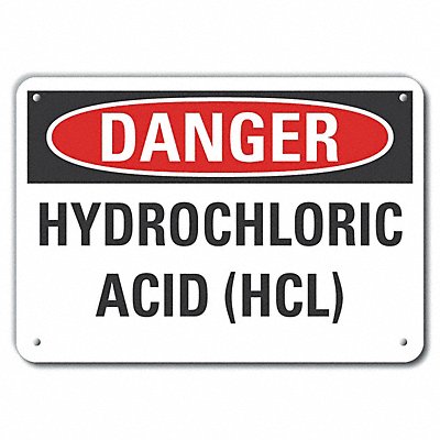 HCL Acid Danger Sign 7x10in Plastic