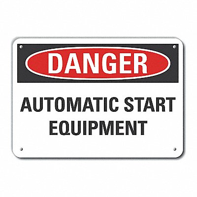 Auto Equipment Danger Sign 7x10in Plastc