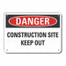 Rflct Construct Area Danger Sign 10x14in