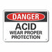 Acid Danger Sign 10inx14in Aluminum