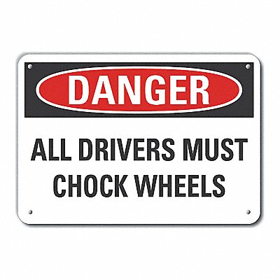 Chock Wheel Danger Sign 10x14in Plastic