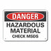 Rflct Hzrdous Mtrl Danger Sign 7x10in