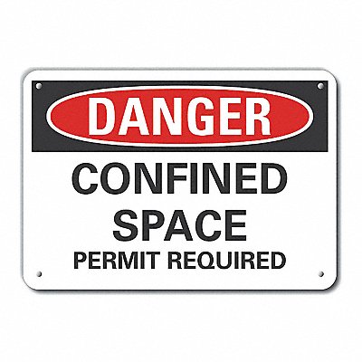 Confined Space Danger Sign 10x14in