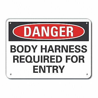 Body Harness Danger Sign 7x10in Plastic