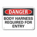 Body Harness Danger Sign 7x10in Plastic