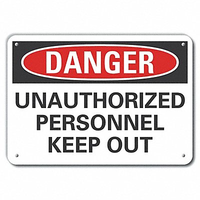 Auth Personnel Danger Sign 10x14in Alum