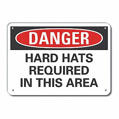 Alum Hard Hat Danger Sign 7x10in Alum