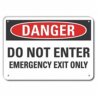 Plstic Emergency Exit Danger Sign 7x10in