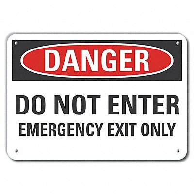 Alum Emergency Exit Danger Sign 10x14in