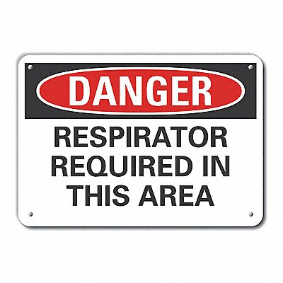 Respirator Req Danger Sign 10x14in Plstc