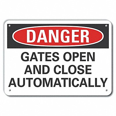 Rflctv Gate Operation Danger Sign 7x10in