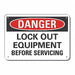 Rflctv Lockout Tagout DangerSign 10x14in