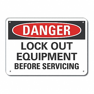 Lockout Tagout Danger Sign 10x14in Alum