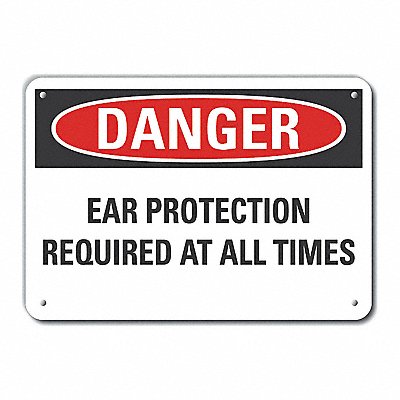 Alum Hearing Danger Sign 7x10in Alum