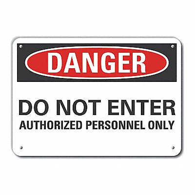 Auth Personnel Danger Sign 10x14in Alum