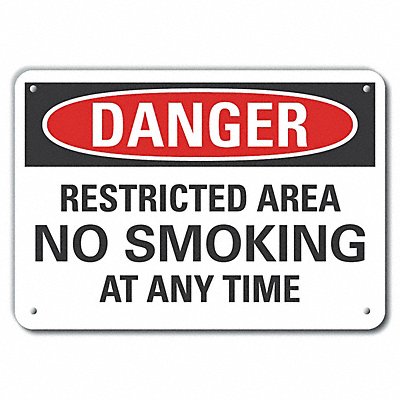 Alum No Smoking Danger Sign 10x14in Alum