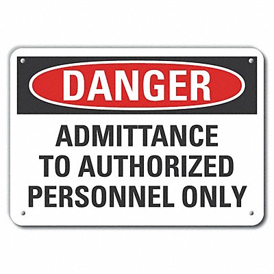 Auth Personnel Danger Sign 10x14in Alum