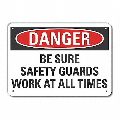 Alum Safety Guards Danger Sign 10x14in