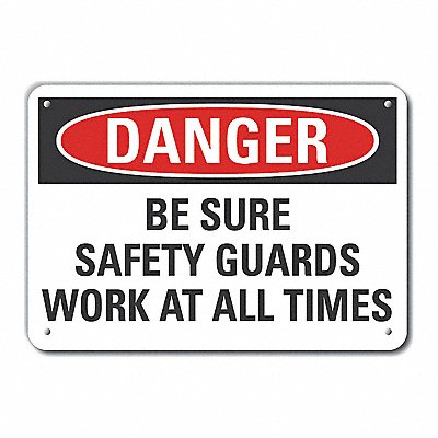 Rflct Safety Guards Danger Sign 7x10in