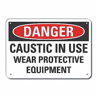 Caustic Danger Sign 10x14in Plastic