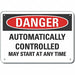 Alum Auto Equipment Danger Sign 10x14in