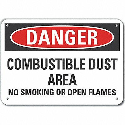 Combust Dust Danger Sign 10x14in Plastic