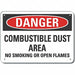Combust Dust Danger Sign 10x14in Plastic