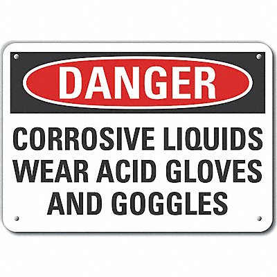 Alum Corrosive Mtrl Danger Sign 10x14in