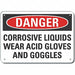 Alum Corrosive Mtrl Danger Sign 7x10in