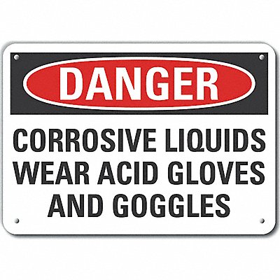 Rflct Corrosive Mtrl Danger Sign 10x14in