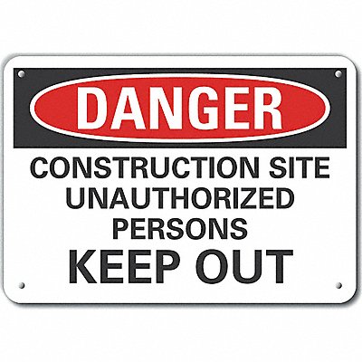 Rflct Construct Area Danger Sign 10x14in