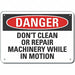 Machine Operation Danger Sign 10x14in