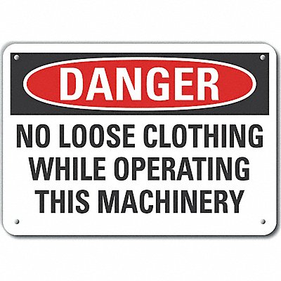 Machine Operation Danger Sign 10x14in